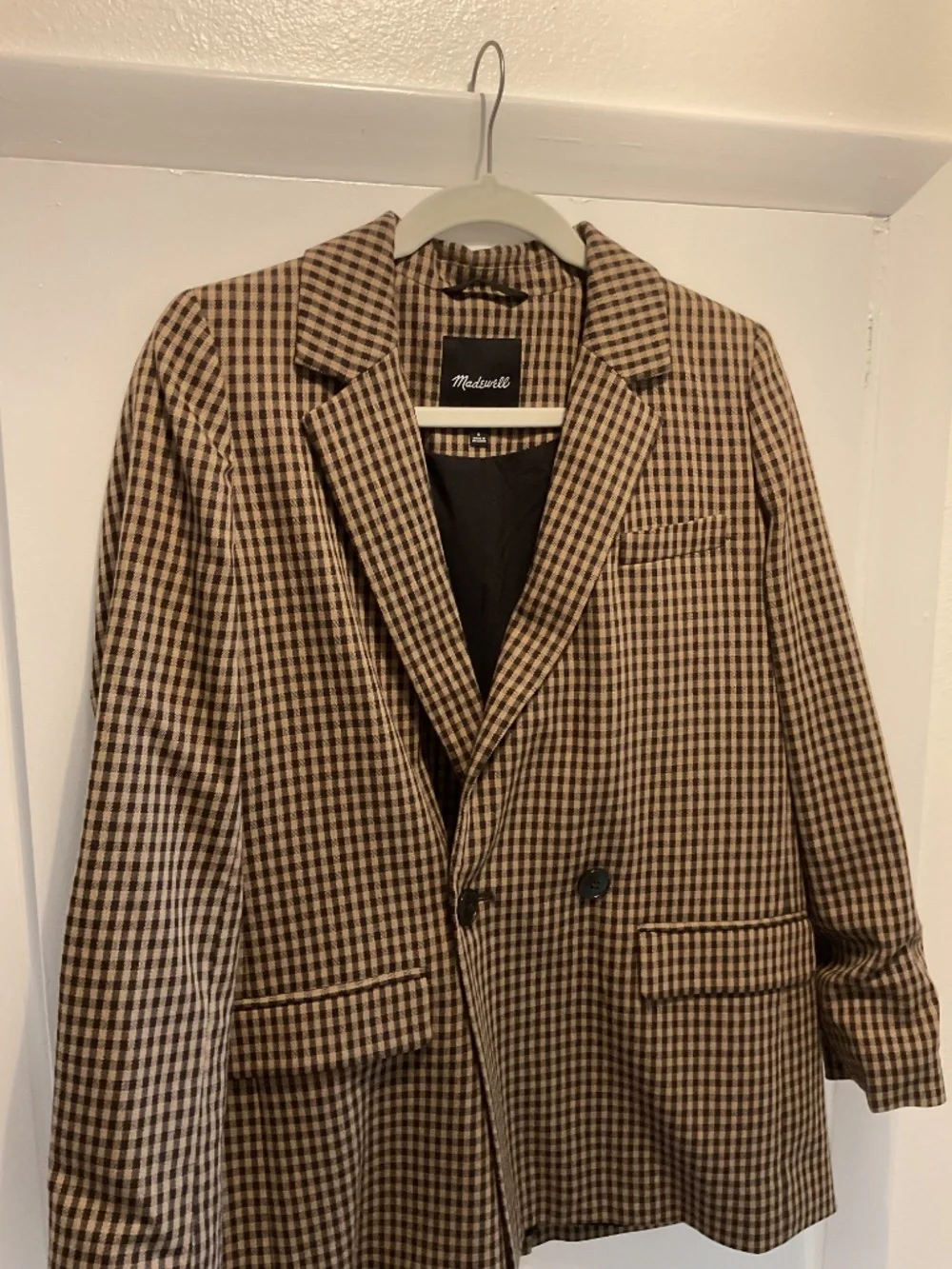 Madewell, Brown and Camel Checkered Blazer, Size Small
